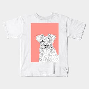 Schnauzer Dog Portrait ( coral background ) Kids T-Shirt